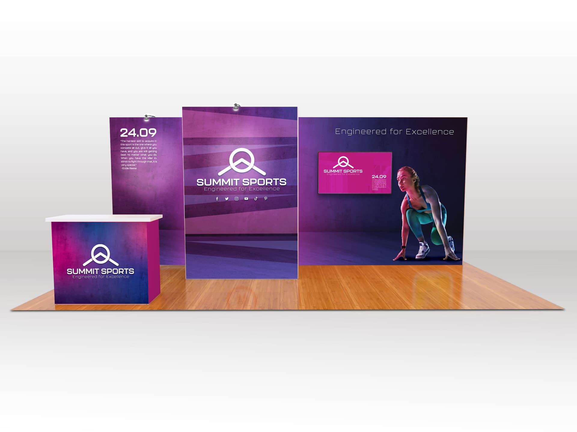 Modular exhibition stands with custom printed graphics