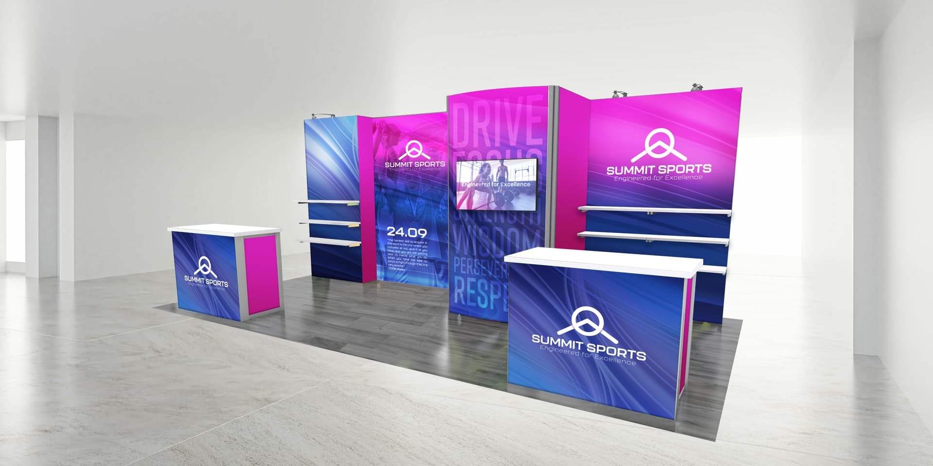 Modular booth display with counter