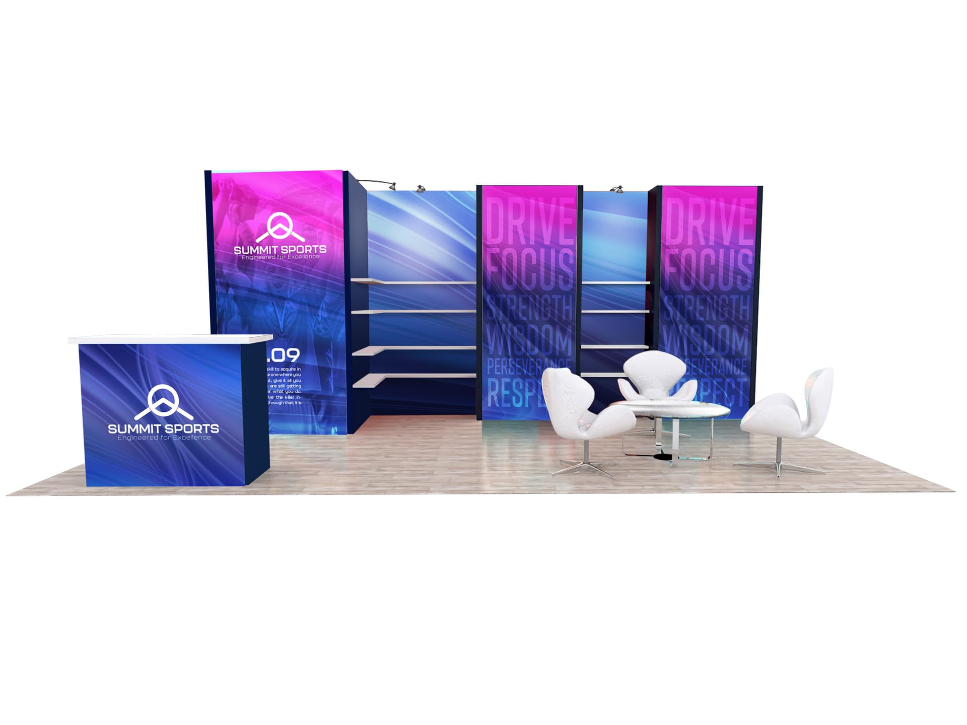 10x20 modular exhibit booth with durable aluminum frames