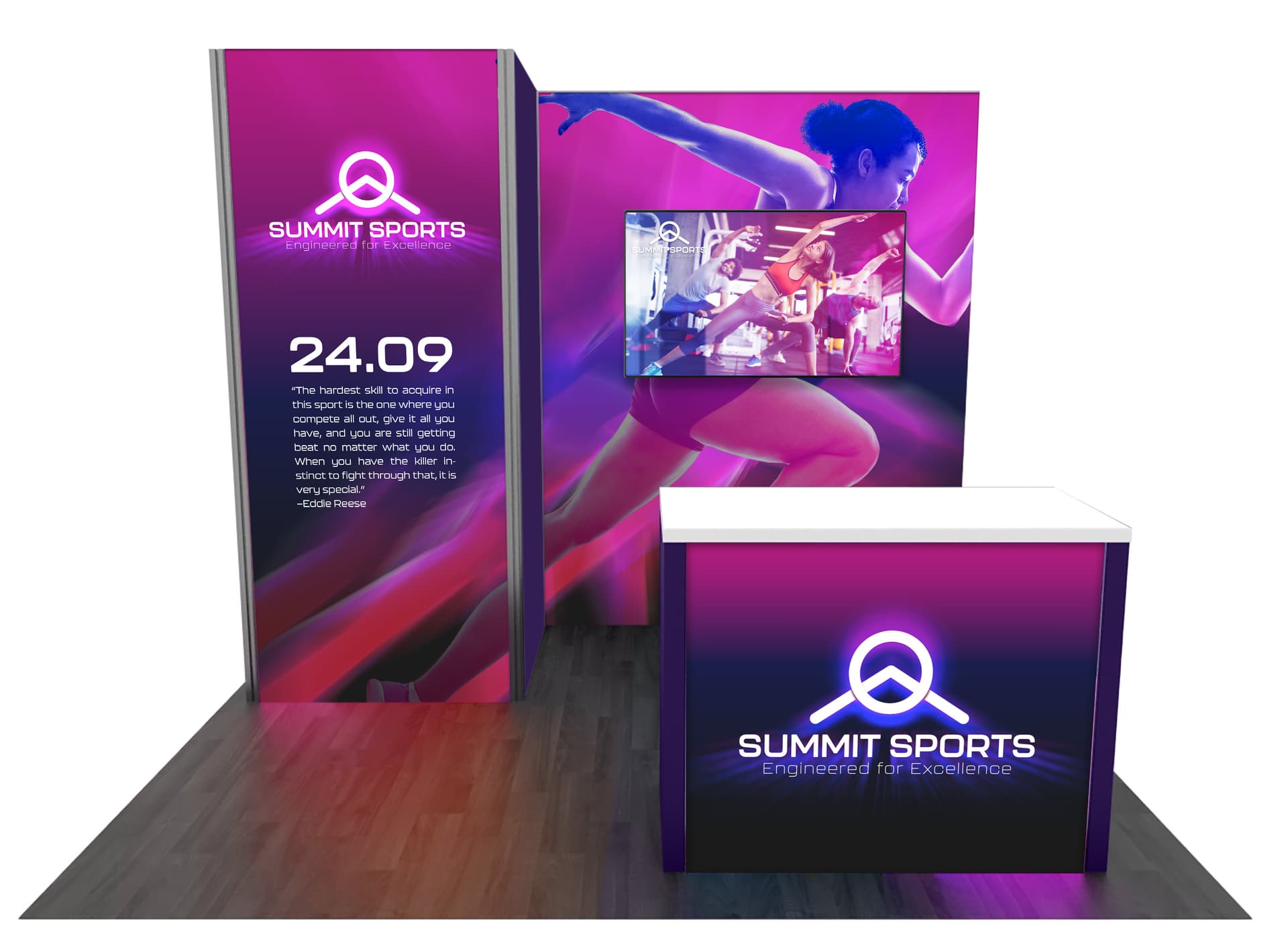 10x10 Exhibit Booth with monitor mounting bracket