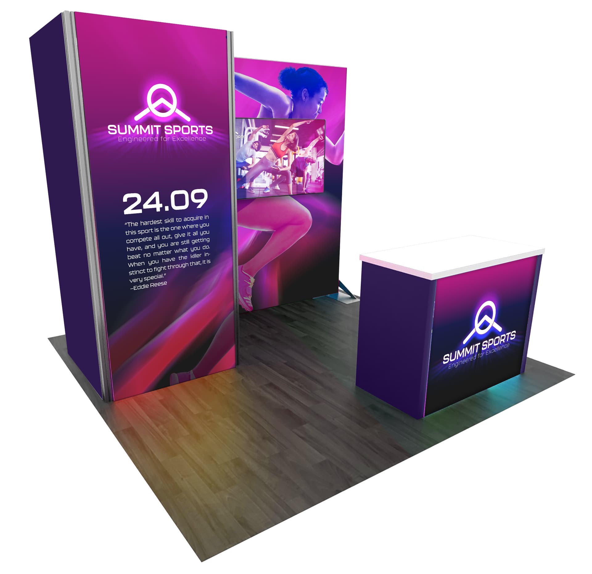 10x10 Exhibit Booth with mount for monitors up to 50 inch