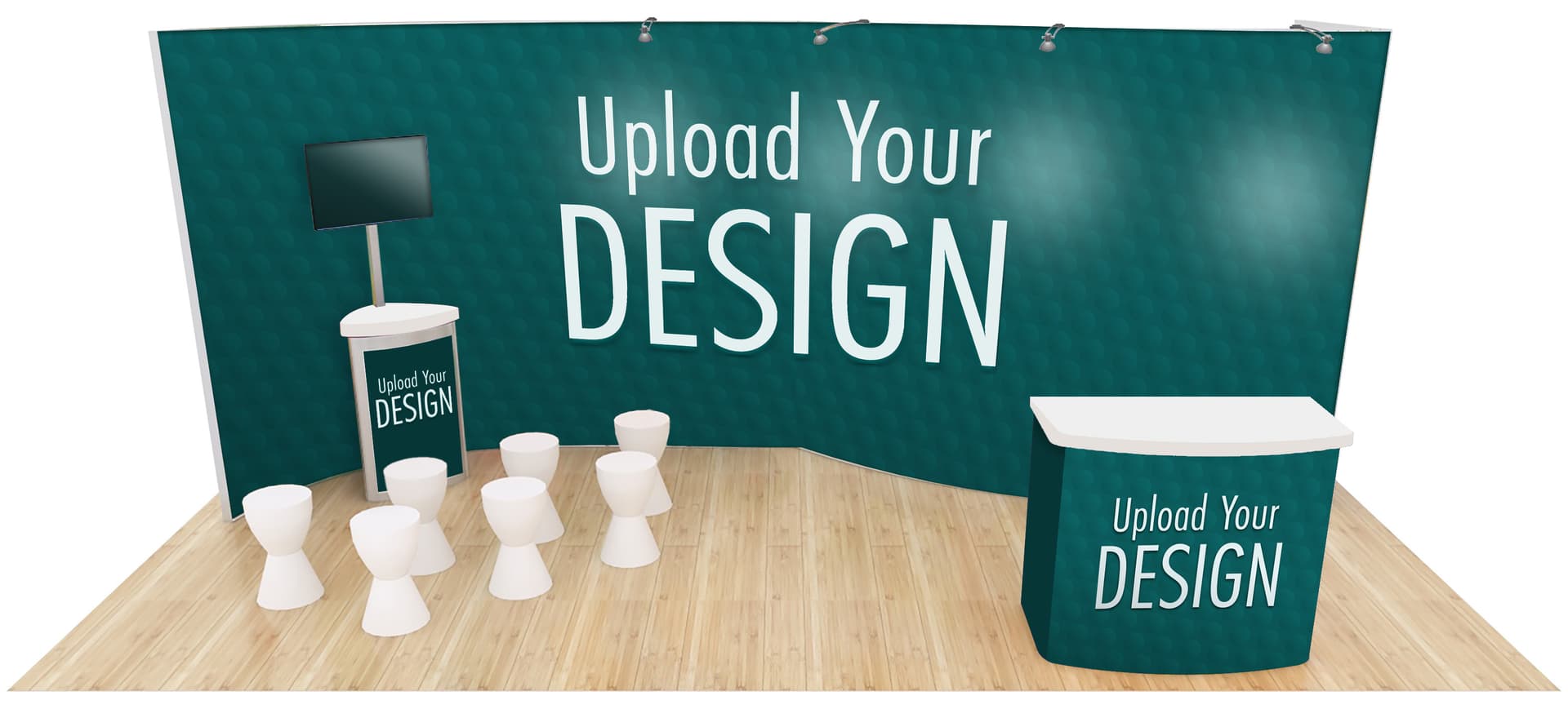 Modular trade show display with SEG fabric graphics