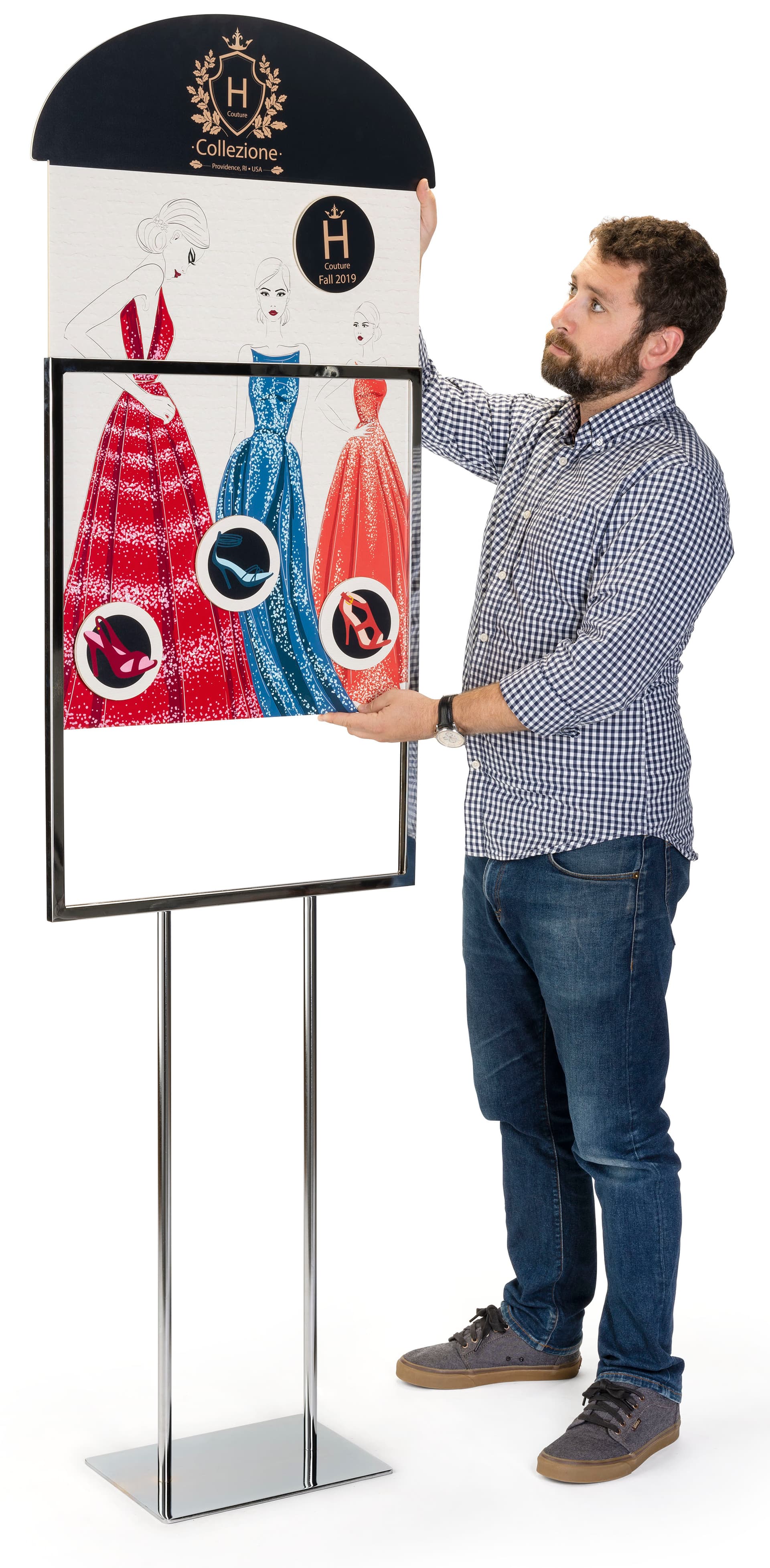 Dimensional sign frame insert with top insert loading style