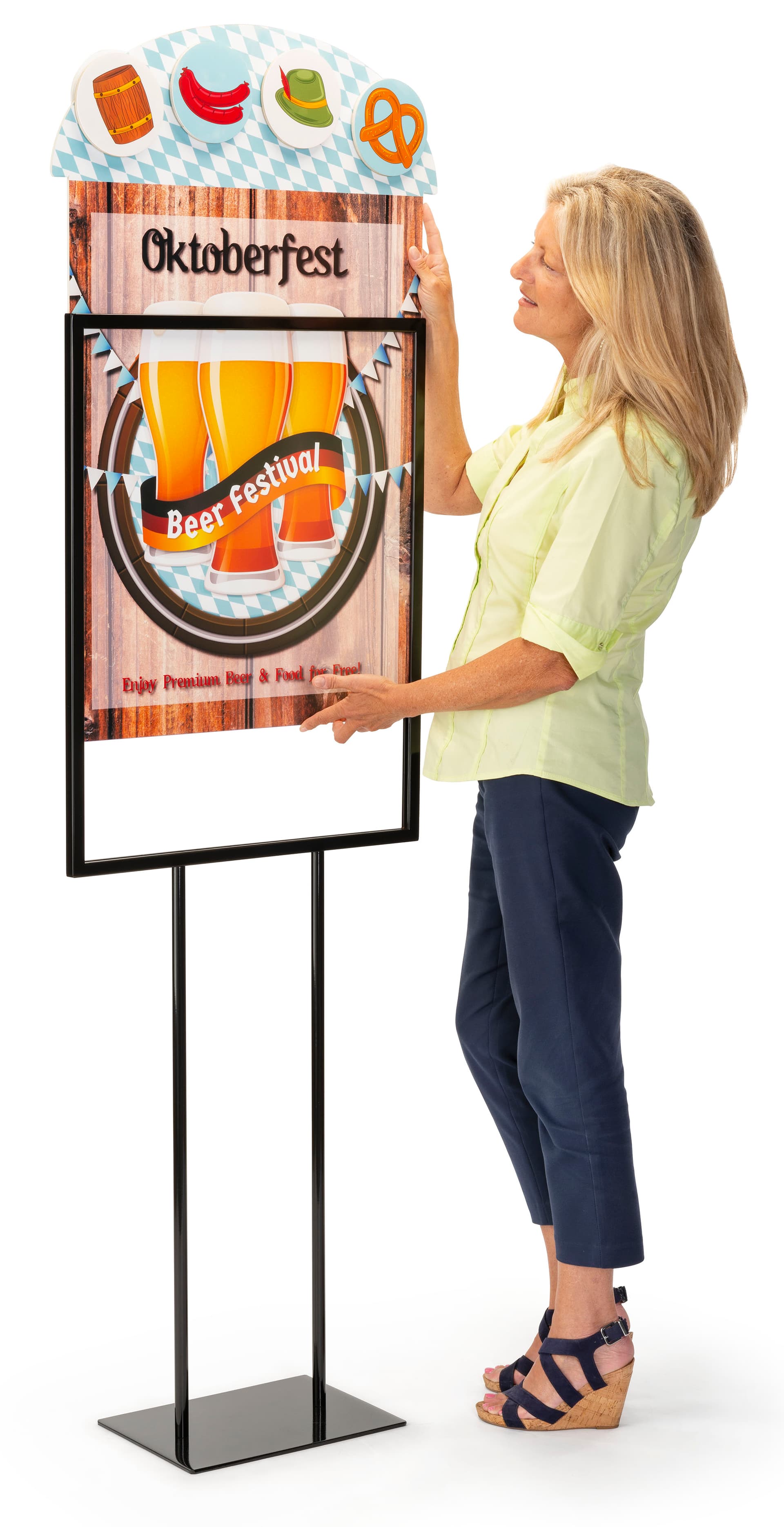 Dimensional advertising poster insert with drop in loading style 