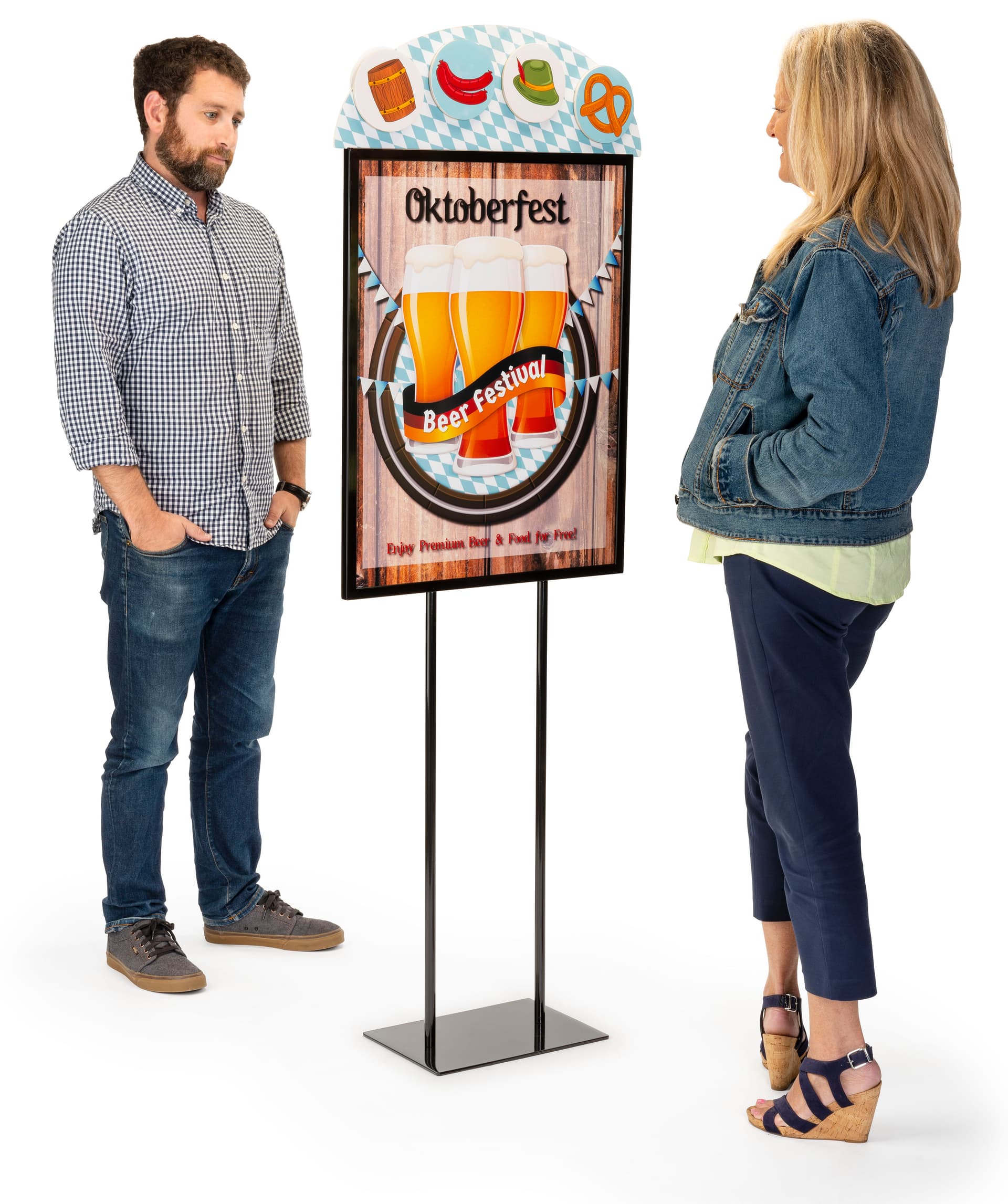 Double sided dimensional advertising poster insert features full color UV printed graphics