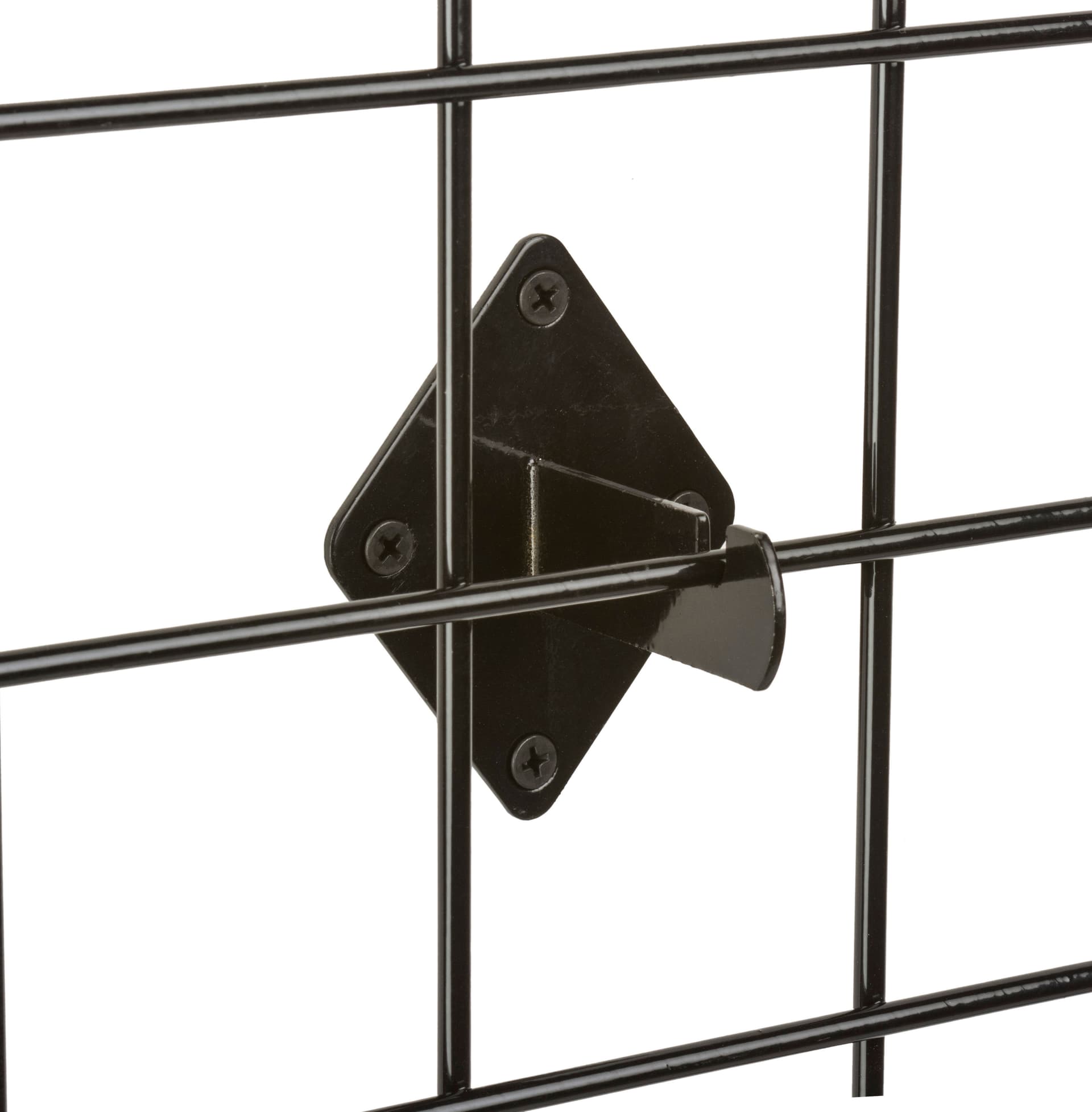 Gridwall mount brackets are compatible with standard grid and slatgrid panels