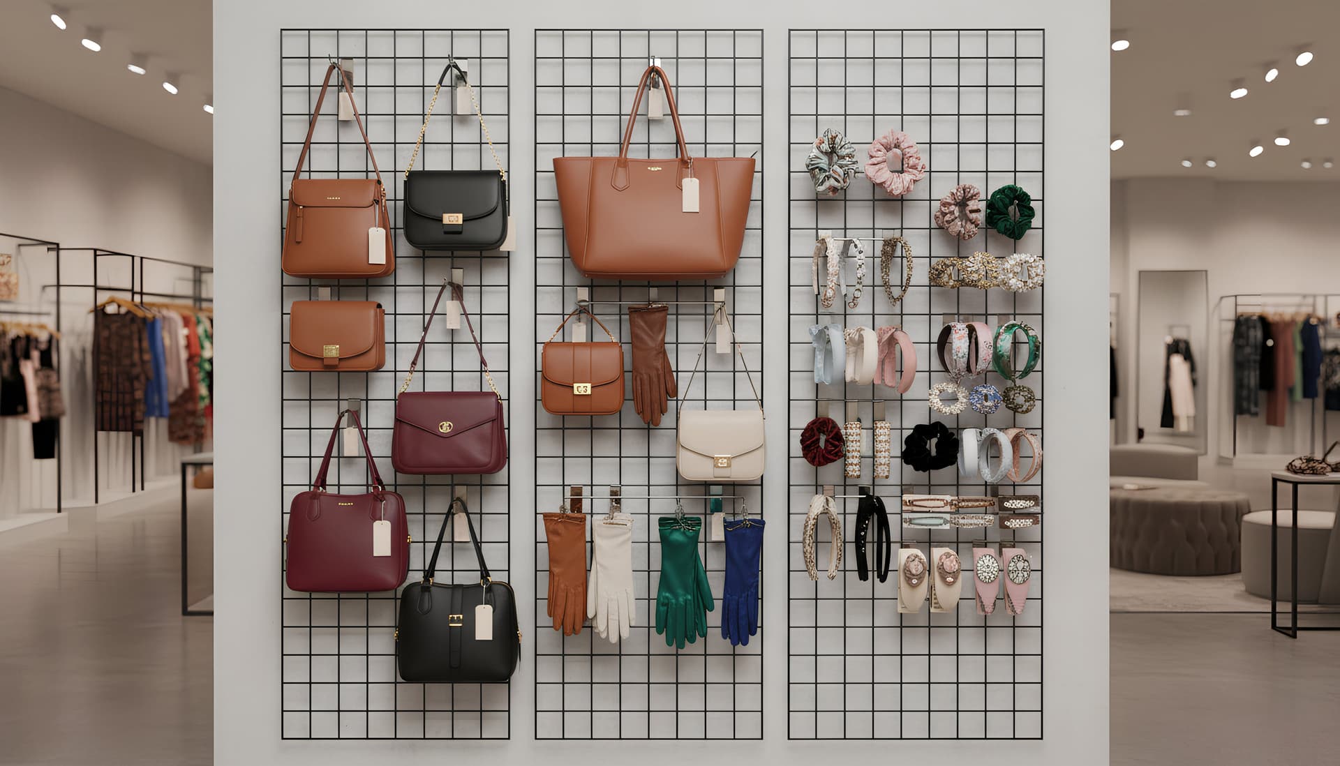 Gridwall panel display in retail environment