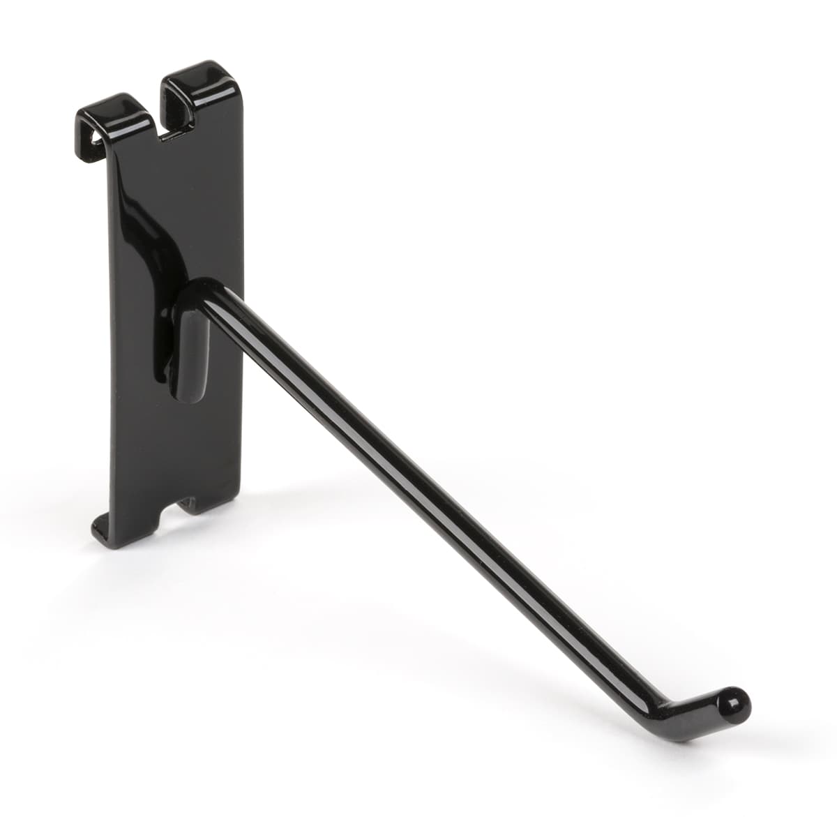 30-degree angled tip 6" black gridwall peg hook 