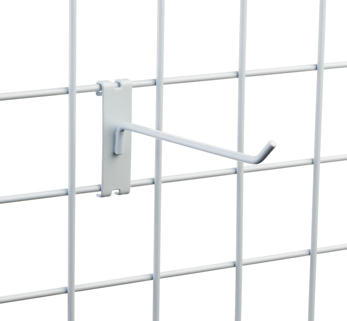 Angled tip 8" white wire grid panel display hook