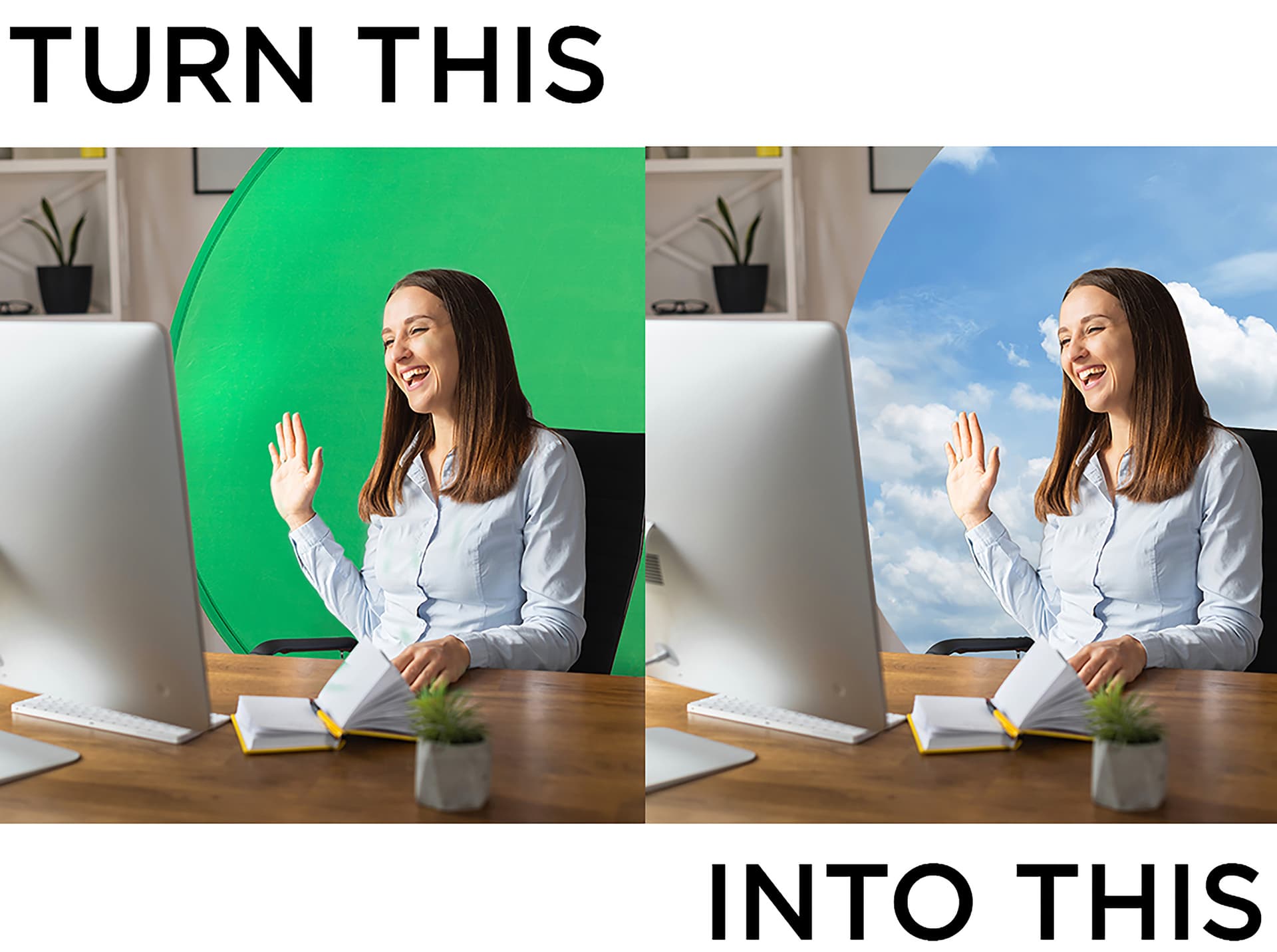 Portable chair mounted green screen with chroma key color PMS 354C