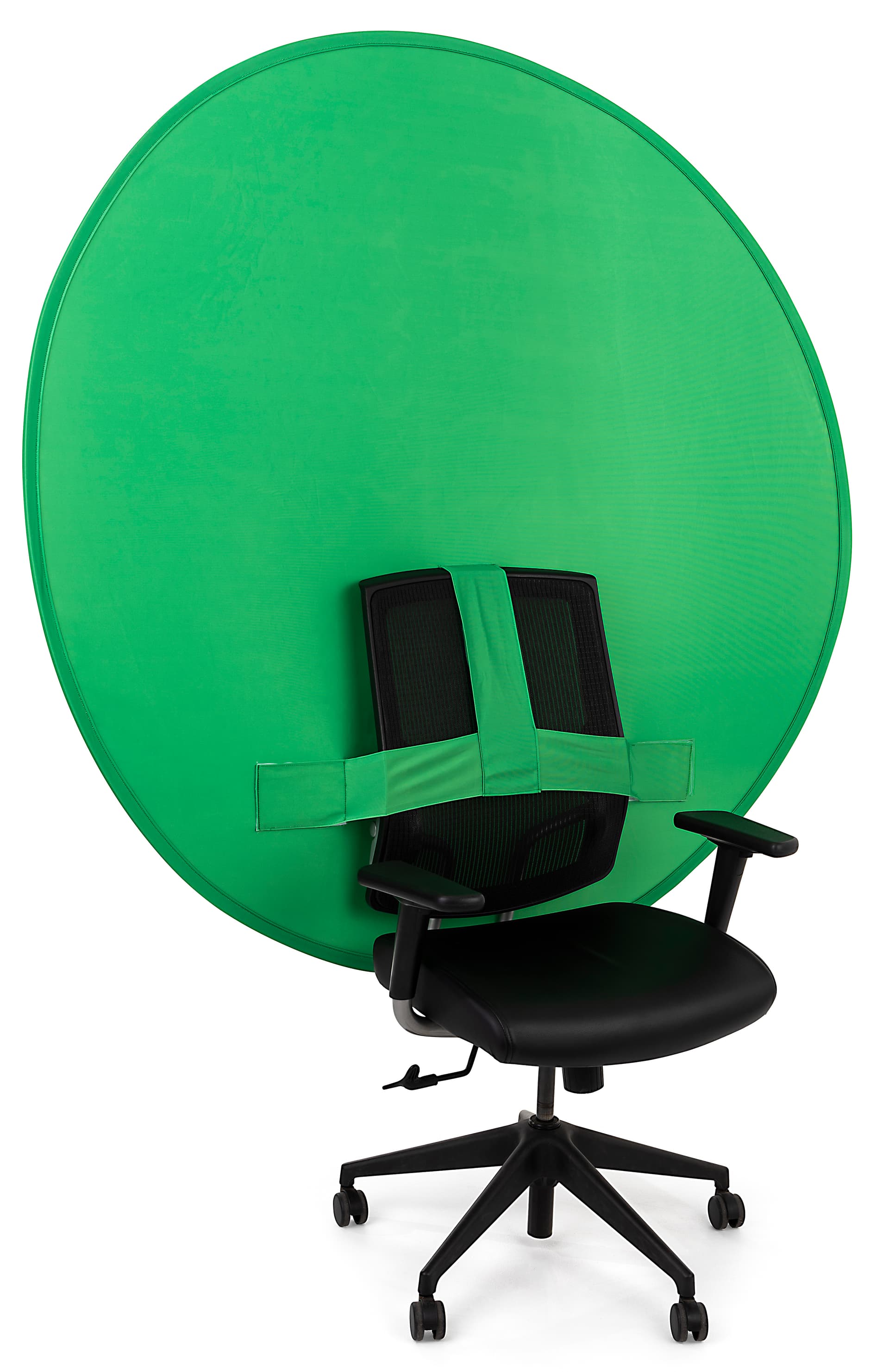 Portable chair mounted green screen with wrinkle-resistant polyester