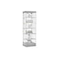 24” Display Case w/ LED Lights, Frameless, Hinged Door, Ships Assembled - Silver
