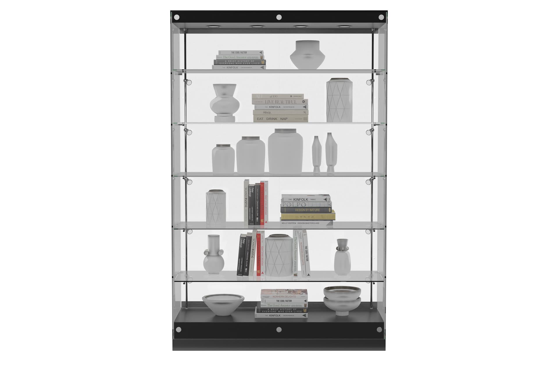 Modern LED showcase with five shelves