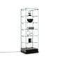 24" Glass Display Case w/LED Lights, Hinged Door,Frameless, Ships Assembled - Black