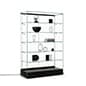 48" Glass Display Case w/ LED Side Lights, Sliding Door, Frameless - Black 