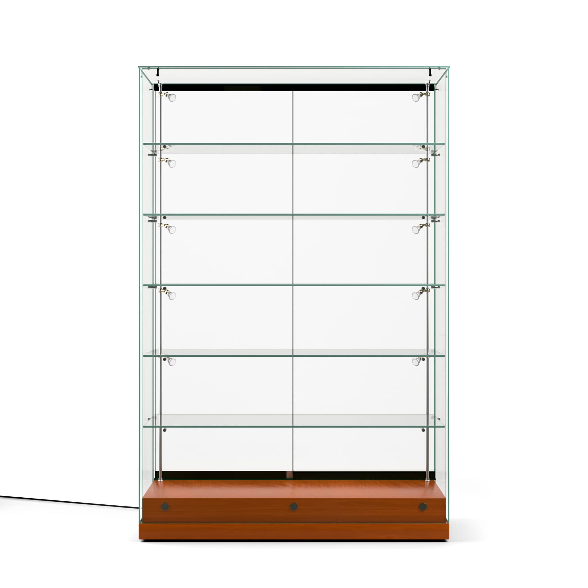 Glass curio display case with frameless design