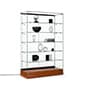 48" Glass Display Case w/ LED Side Lights, Sliding Door, Frameless - Cherry