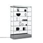 48" Glass Display Case w/ LED Side Lights, Sliding Door, Frameless - Silver