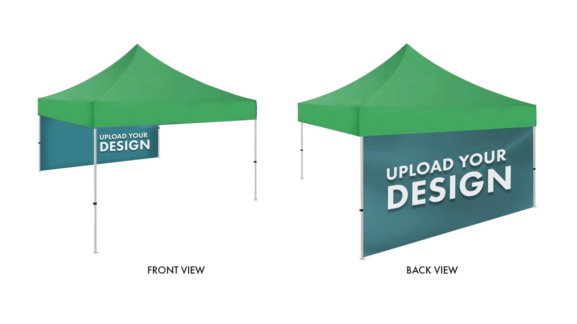 Portable canopy tent backwall with hook and loop attachment