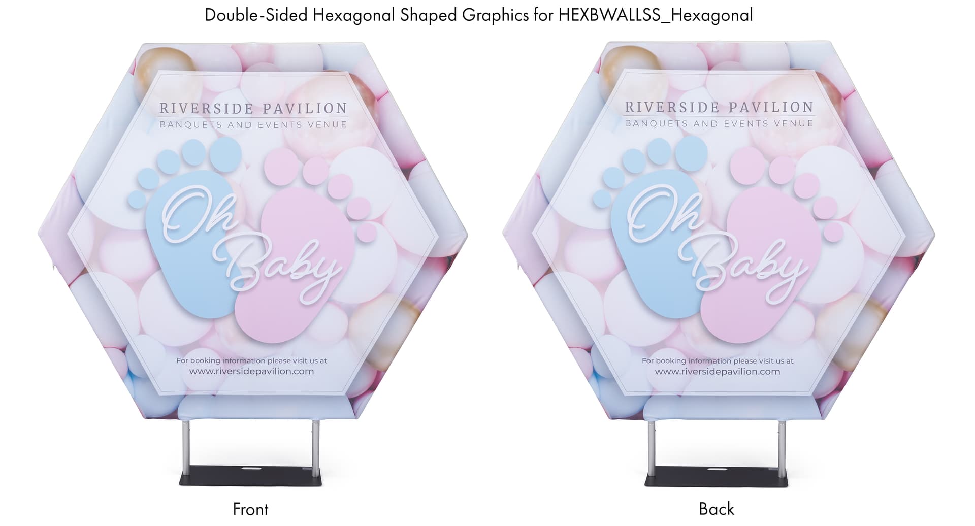 Double sided replacement graphic for HEXBWALLSS_Hexagonal pop up display with fitted material