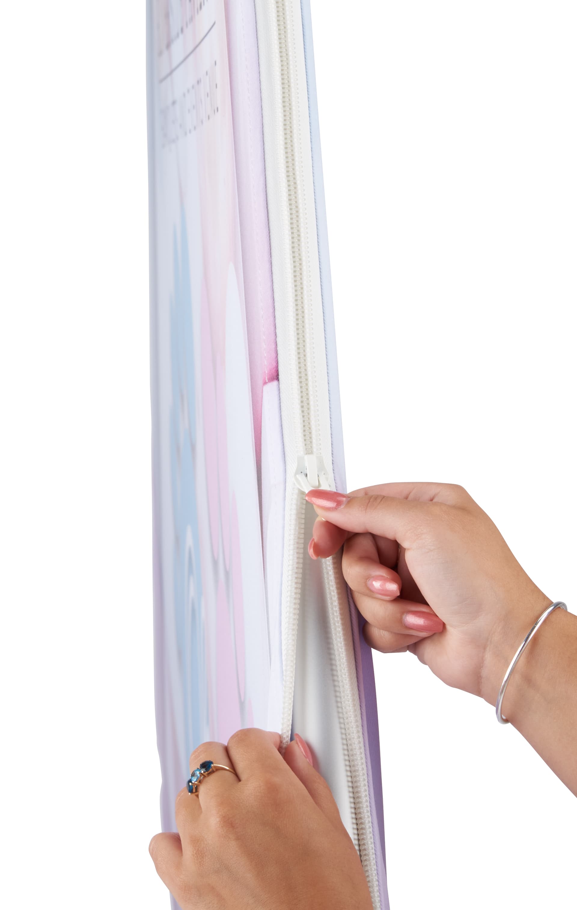 Double sided replacement graphic for HEXBWALLSS_Hexagonal pop up display with easy zip closure 