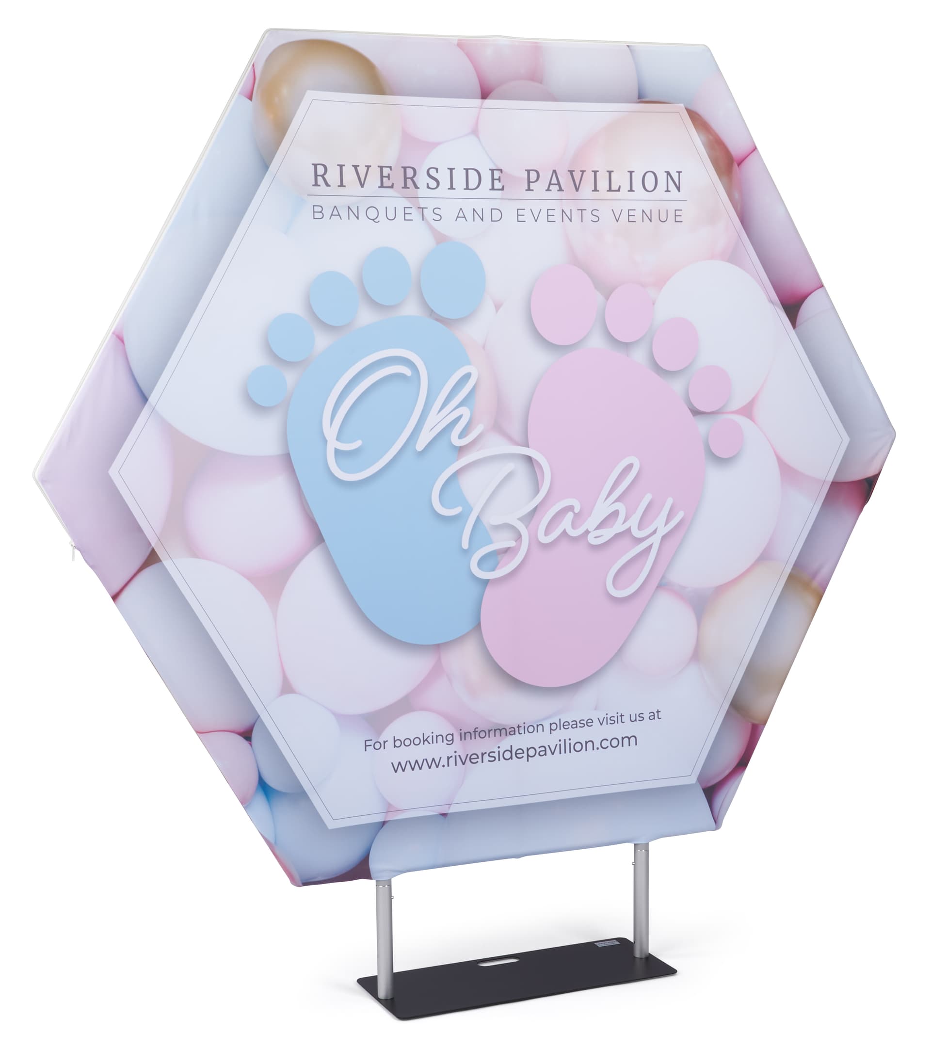 Full color double sided replacement graphic for HEXBWALLSS_Hexagonal pop up display