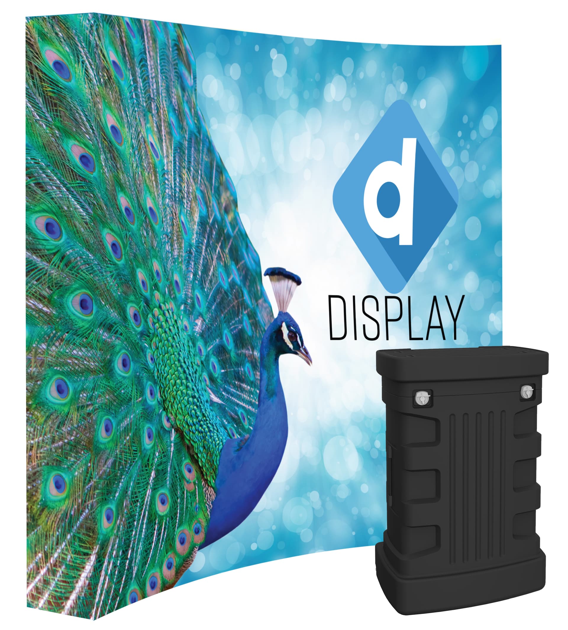 7.75’w expandable backlit pop up frame with hard carry case included in custom trade show display