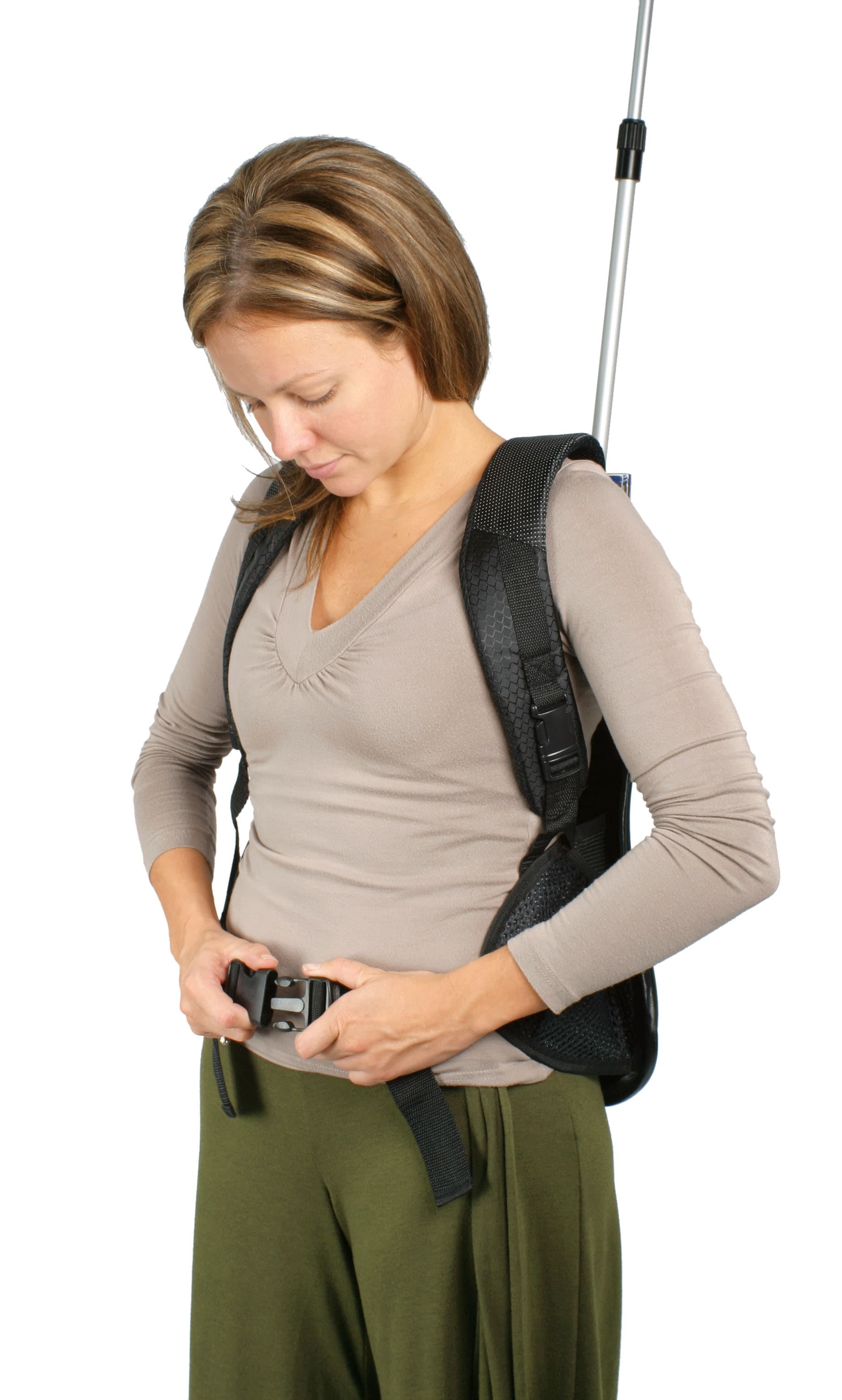 Walking flag backpack set with locking straps 