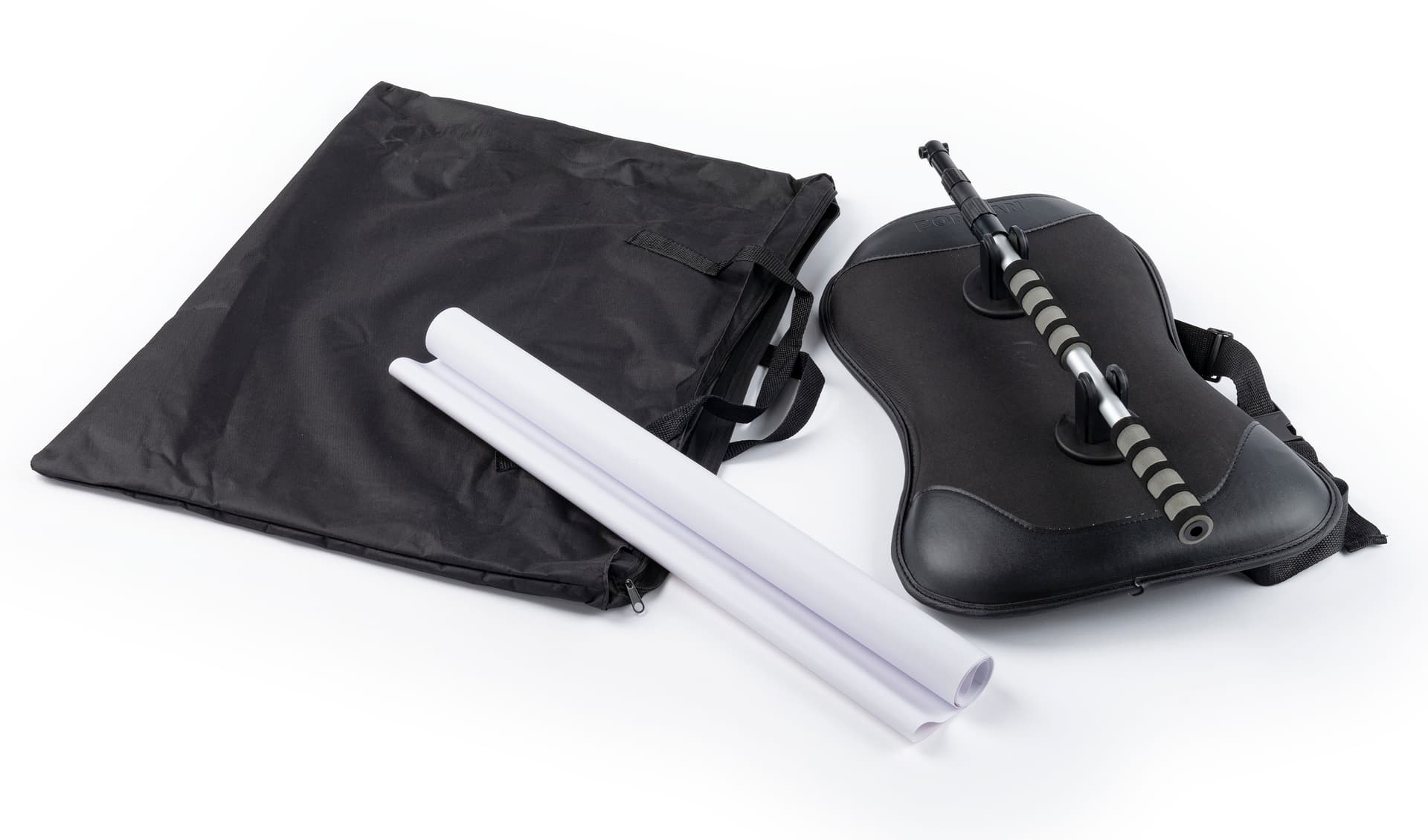 Walking flag backpack set includes backpack, banner and carry bag