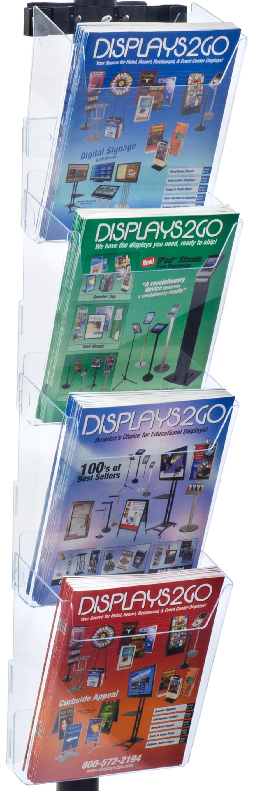 11” x 17” Sign Post with 4 Clear Literature Pockets, Acrylic
