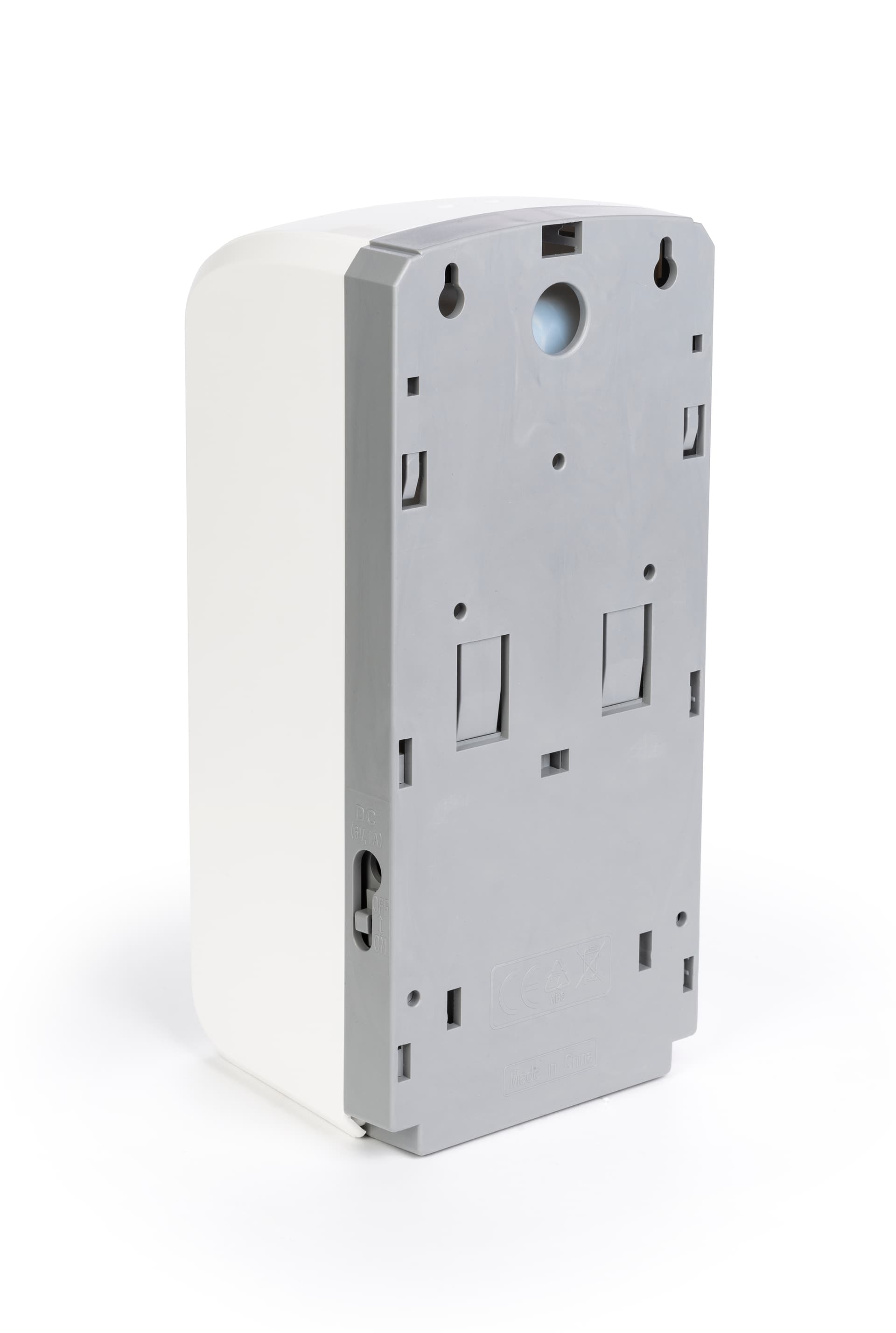 Wall mount sanitizer with dispenser cover with keyhole mounting mechanism
