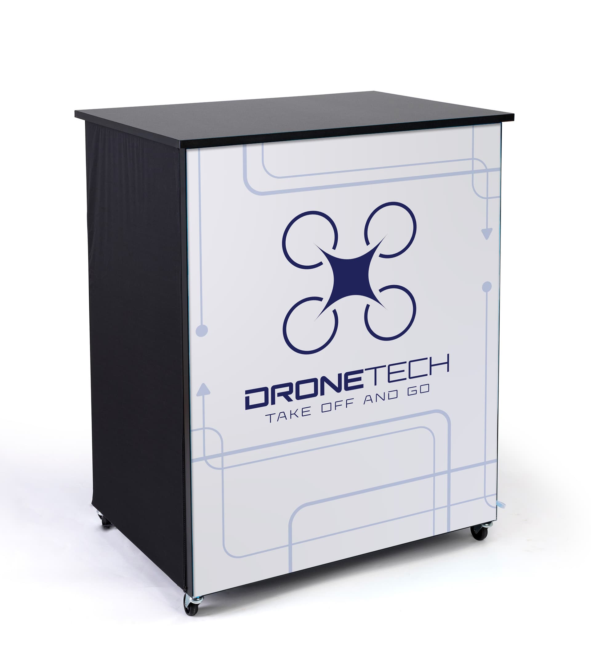 10' trade show booth kit SEG custom graphic front counter with storage