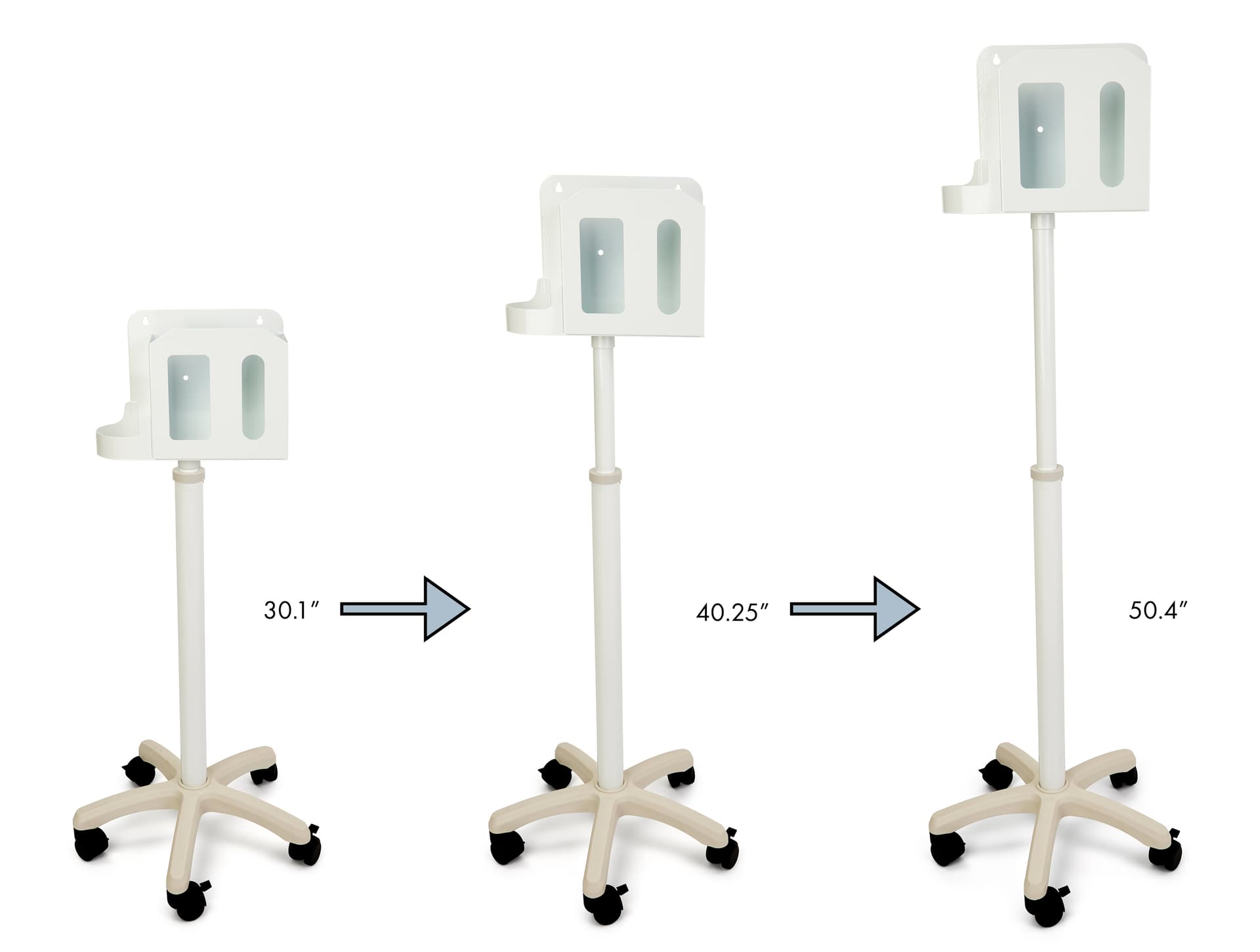 Respiratory hygiene station is height adjustable 