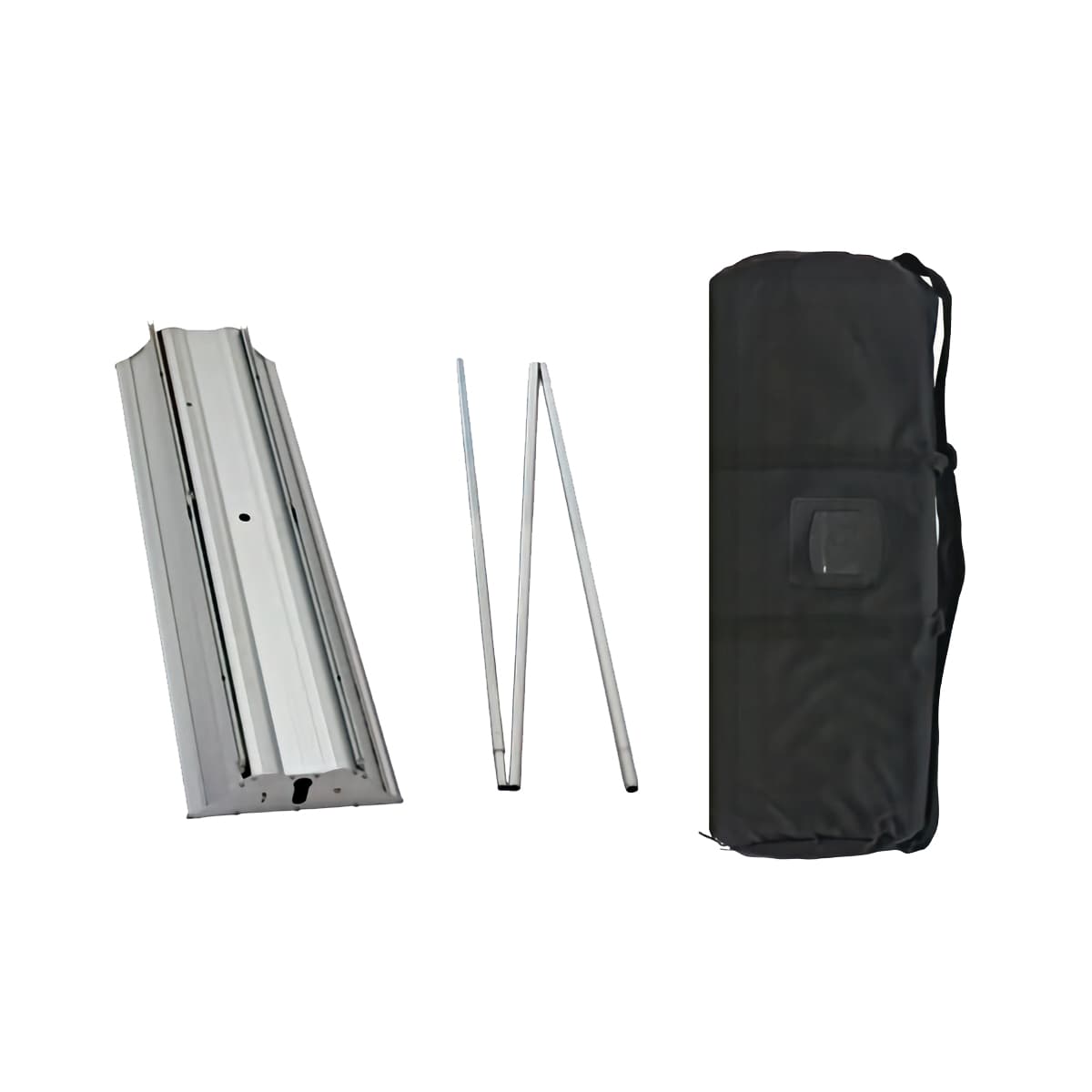 Double sided banner stand - hardware only with silver aluminum base