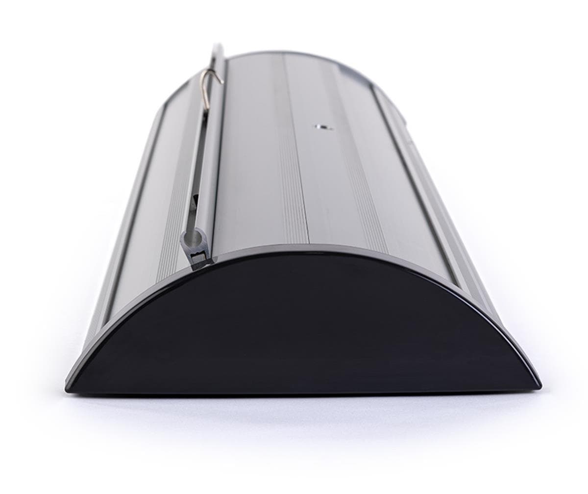 End caps for wide base retractable stands are easy to apply and remove