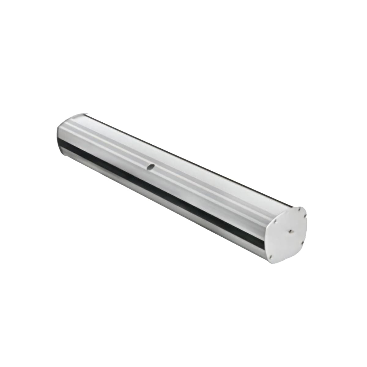 Hardware only narrow base banner stand for floor standing placement 