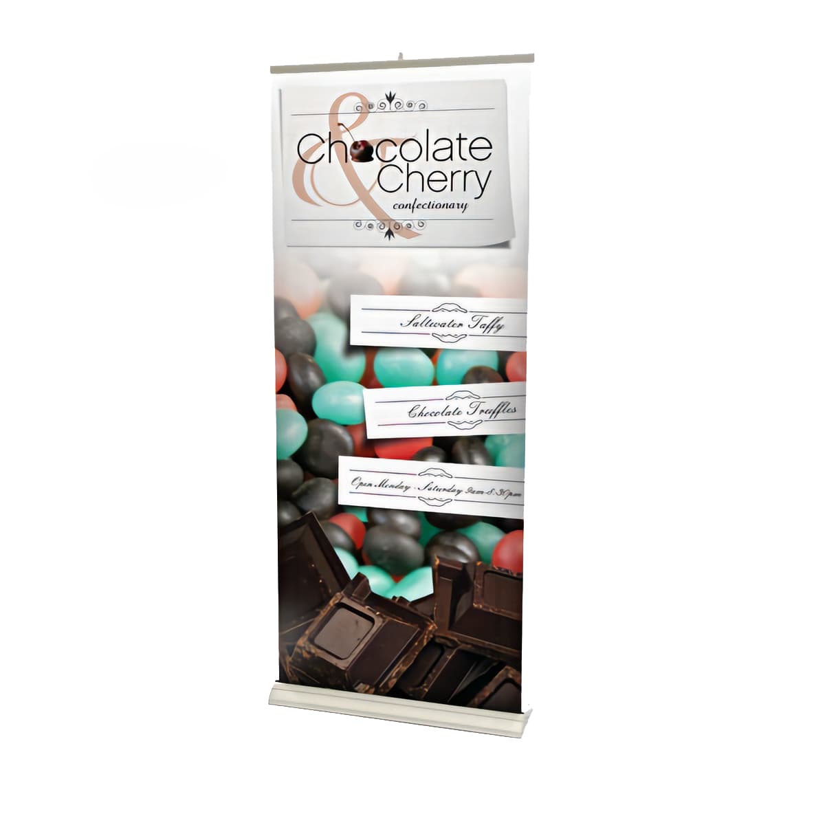 Premium banner stand - poster only is made of stay-flat vinyl