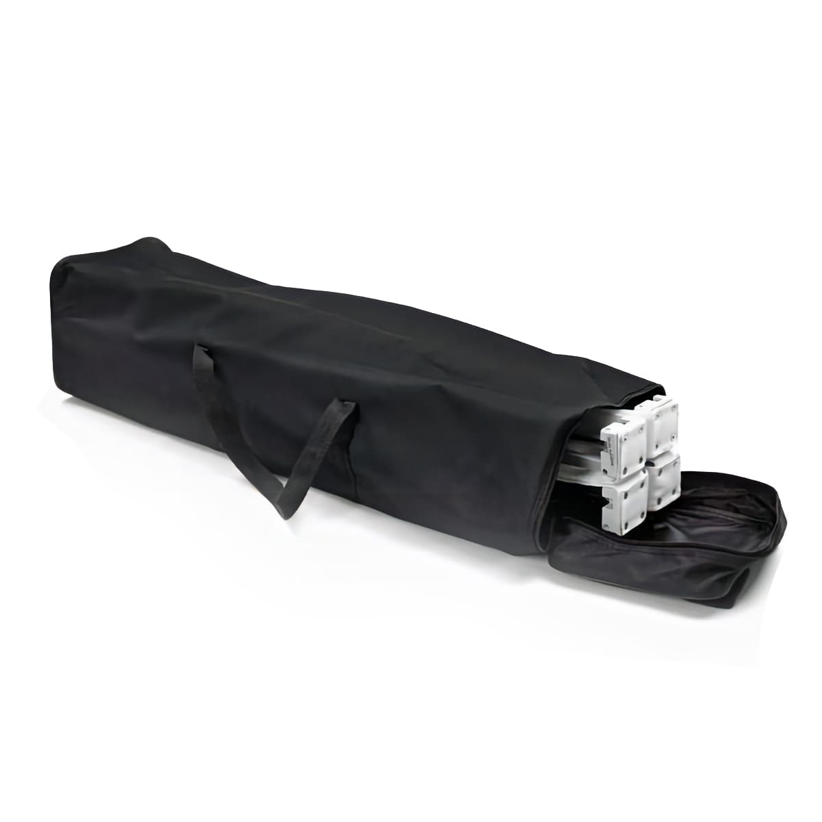 Quick fabric tabletop display hardware with carry tote