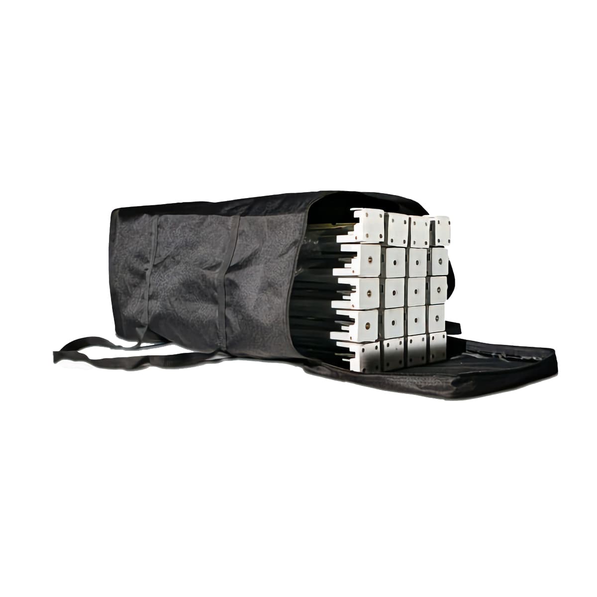 Quick fabric pop up backwall display with black carry bag 
