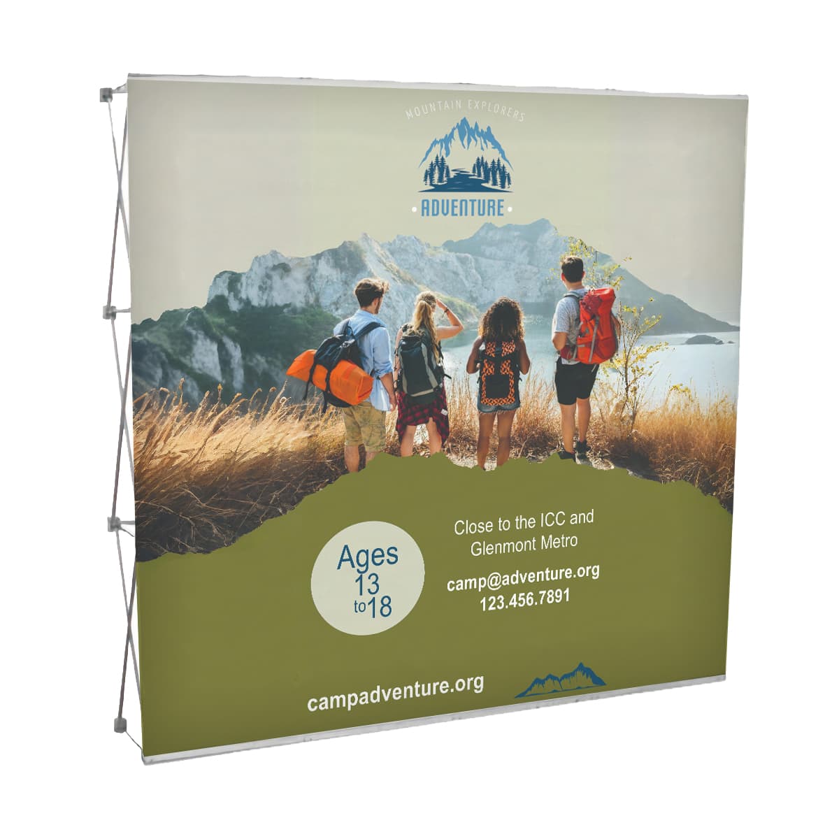 Quick fabric pop up backwall display with full color graphics