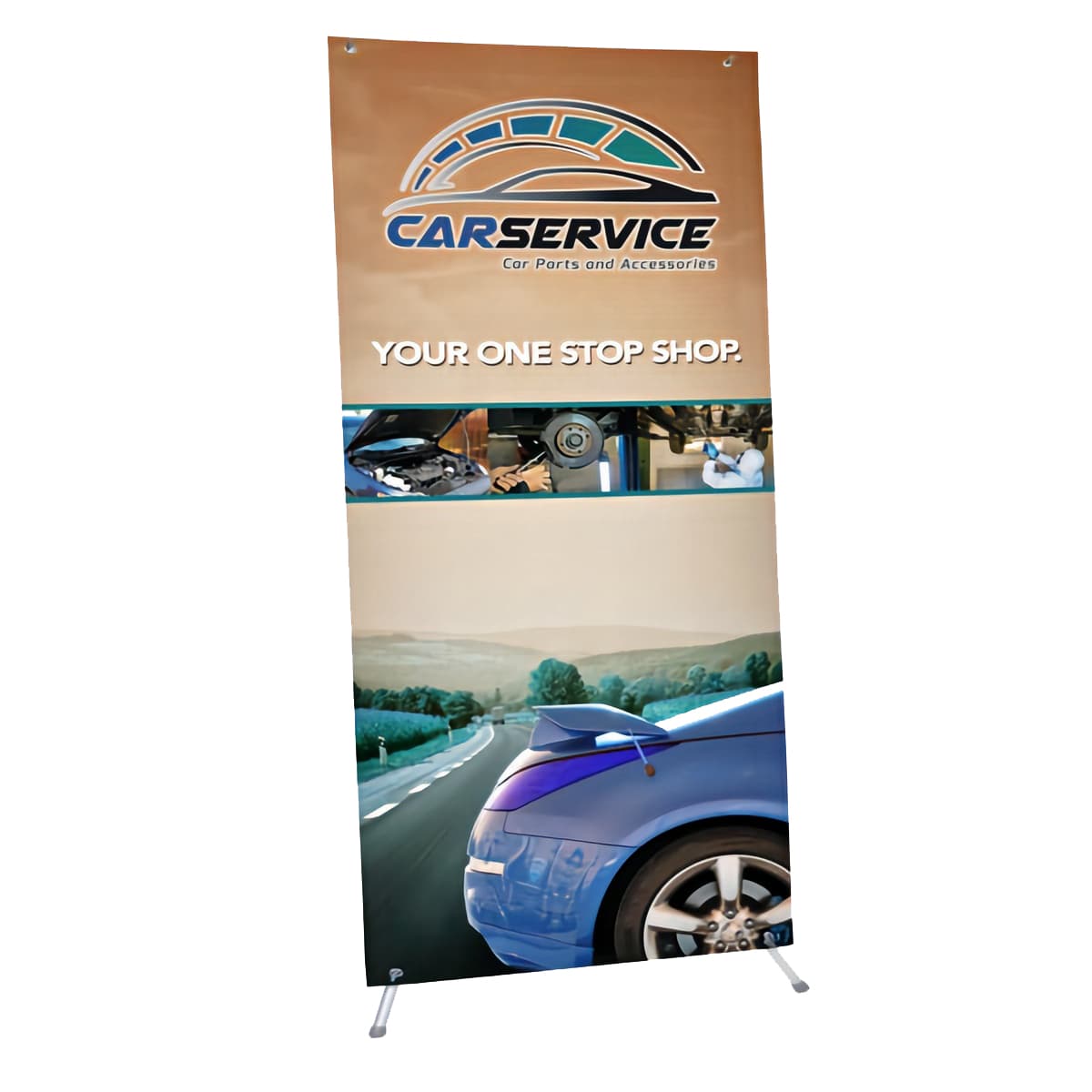 X-frame banner stand replacement poster with grommets in each corner