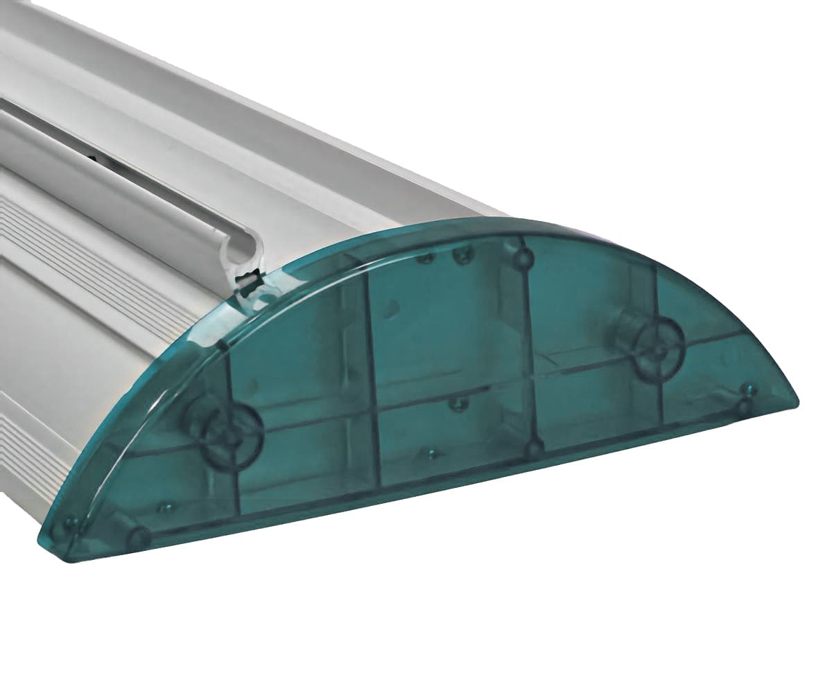 Hardware only premium banner stand with green end caps