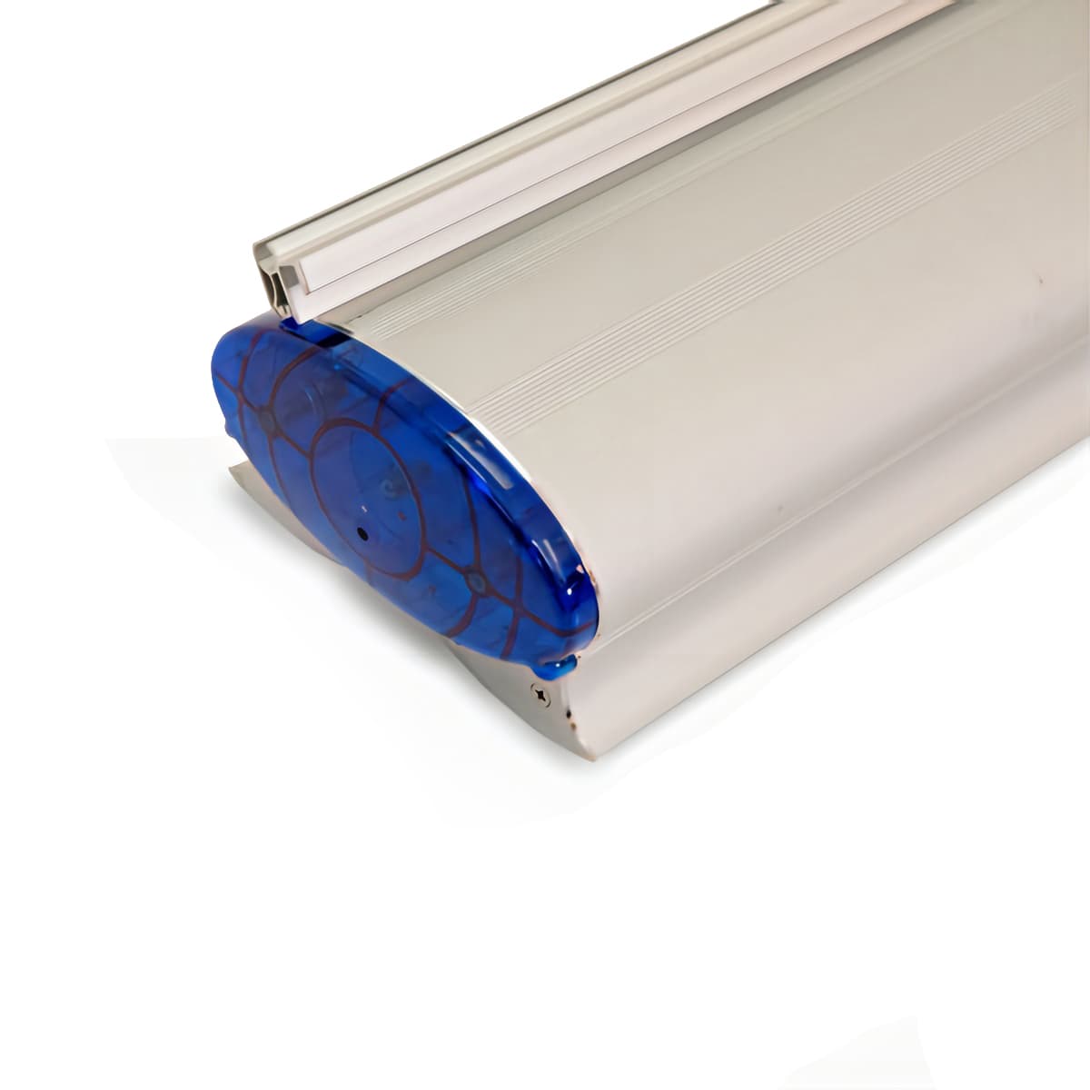 Silver wing retractable banner stand with double-sided base flats for added stability 