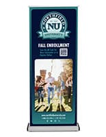 Edge retractable banner stand with silver aluminum base 