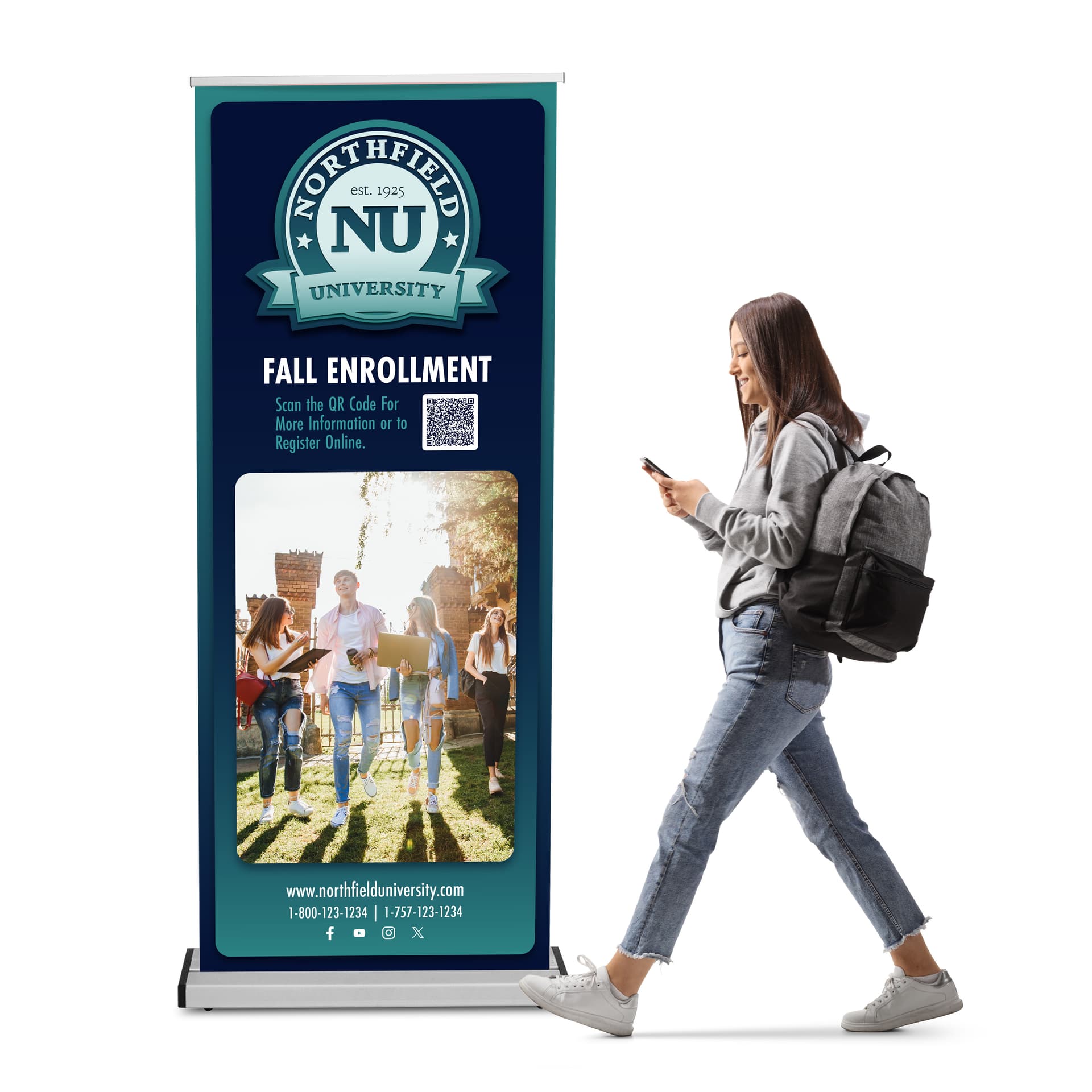 Edge retractable banner stand with lightweight design 