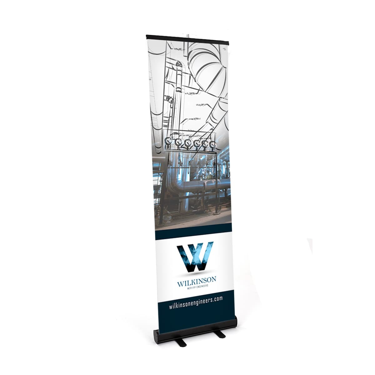 Budget narrow base retractable banner stand with digital printing method
