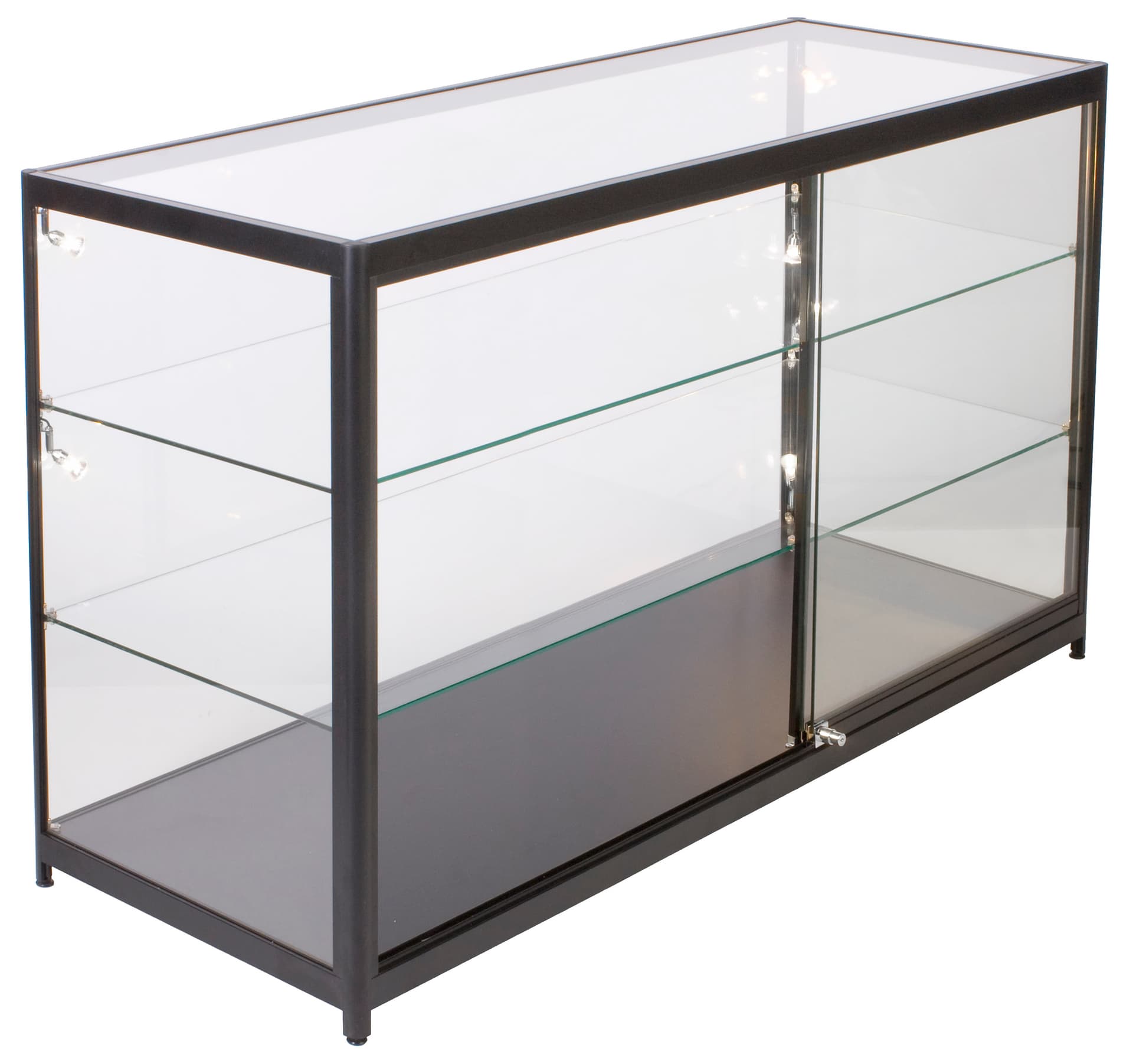 Retail Display Counter with LED Lights with 2 Adjustable Glass Shelves