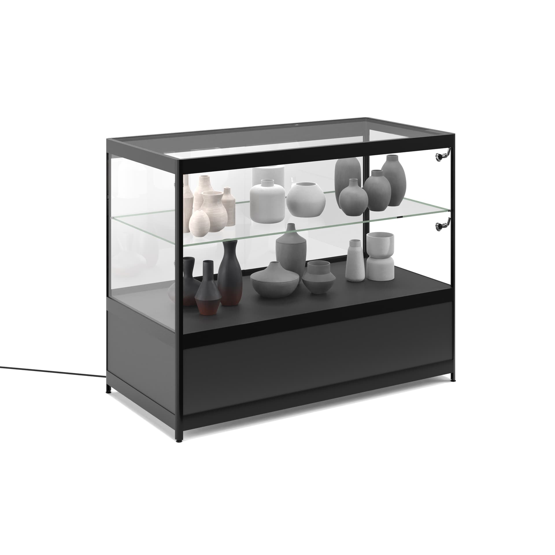 Illuminated Glass Merchandise Counter, Aluminum