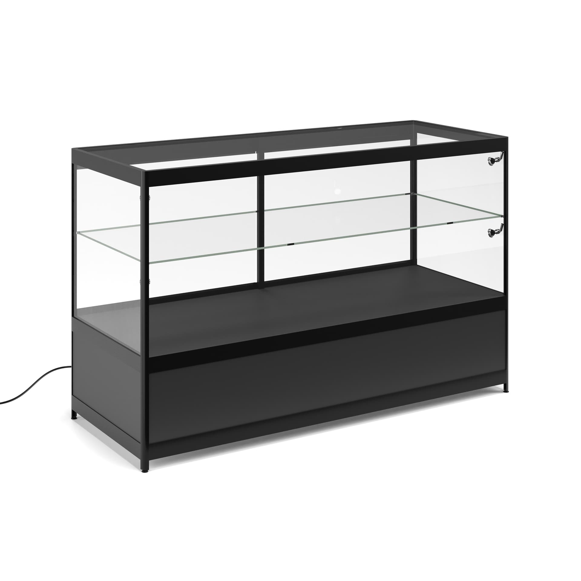 Lighted Glass Display Counter, 58.5" Shelf Width