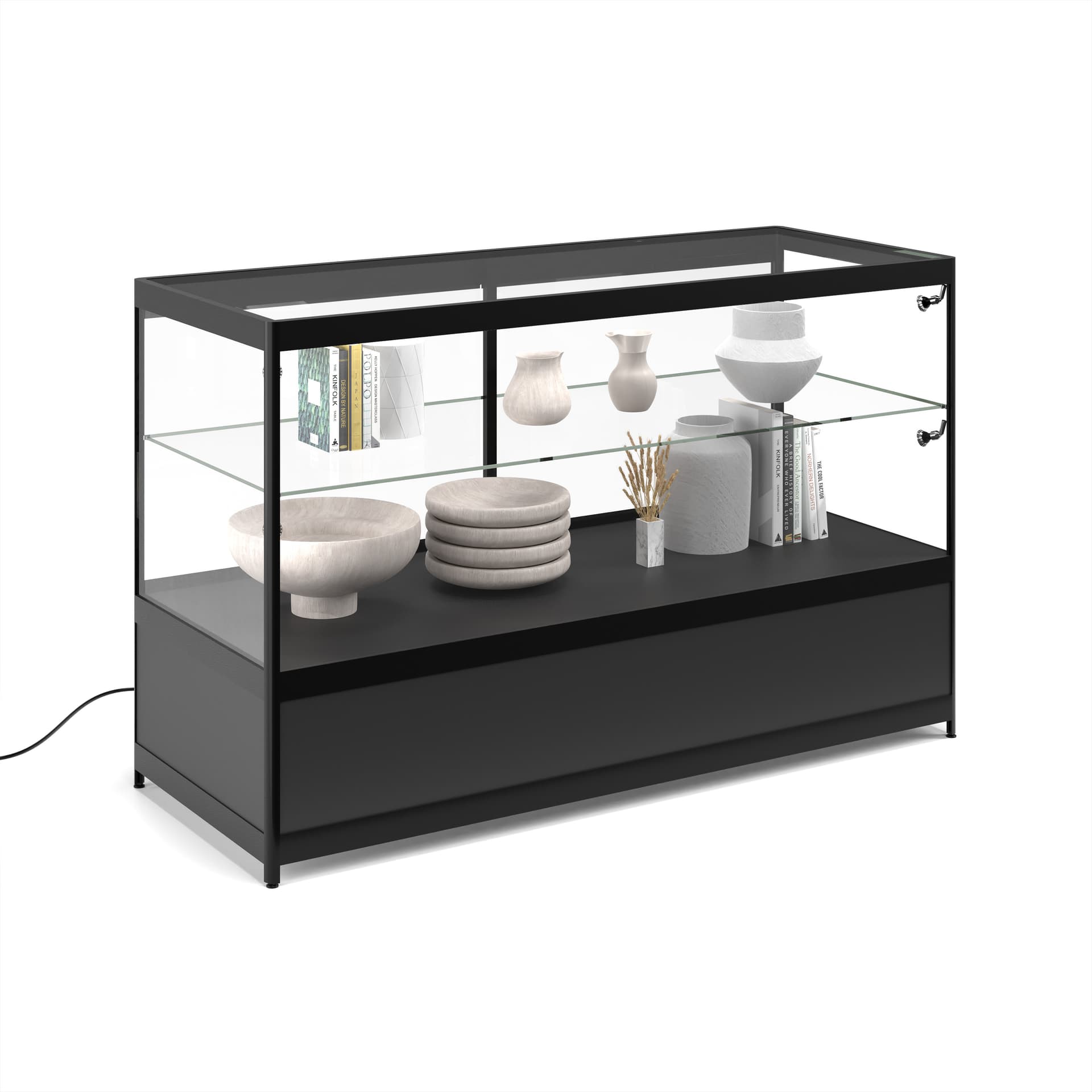 Lighted Glass Display Counter, Black